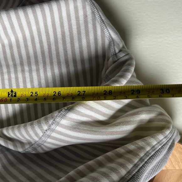 Lululemon Men Size L Grey-Brown / White Striped Zip Up Hooded Sweatshirt - Picture 5 of 7
